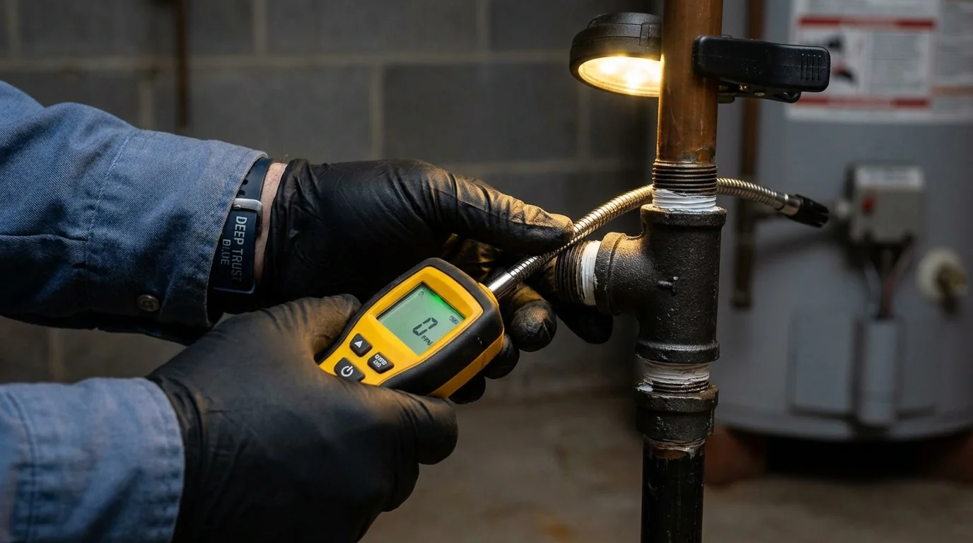 Gas leak detection with electronic sniffer by Johns Plumbing LLC in Big Lake